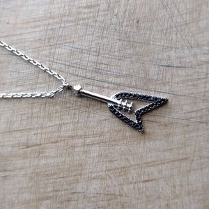 White gold and diamond V Guitar necklace